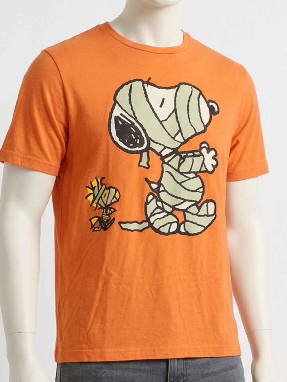 Peanuts Snoopy Woodstock Mummy Halloween Graphic Tee Orange Men's 2XL
